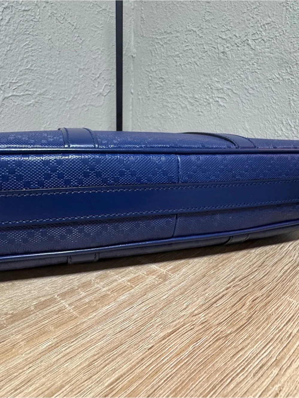Gucci Blue Embossed Leather Briefcase